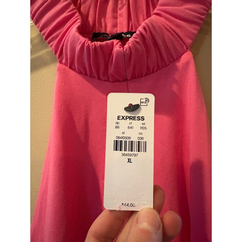 New Express Hot Pink Sleeveless Halter Top Elastic Waist Size XL Casual Cute - Picture 9 of 10